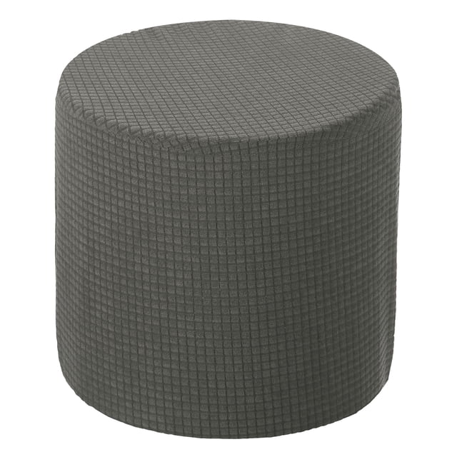 Funda de otomano redonda, funda elástica para otomano que se ajusta a un diámetro de 9.8"-12.6", cubierta protectora antideslizante para reposapiés gris