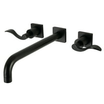 Kingston Brass KS6050DFL NuWave Two-Handle 3-Hole Wall Mount Roman Tub Faucet in Matte Black