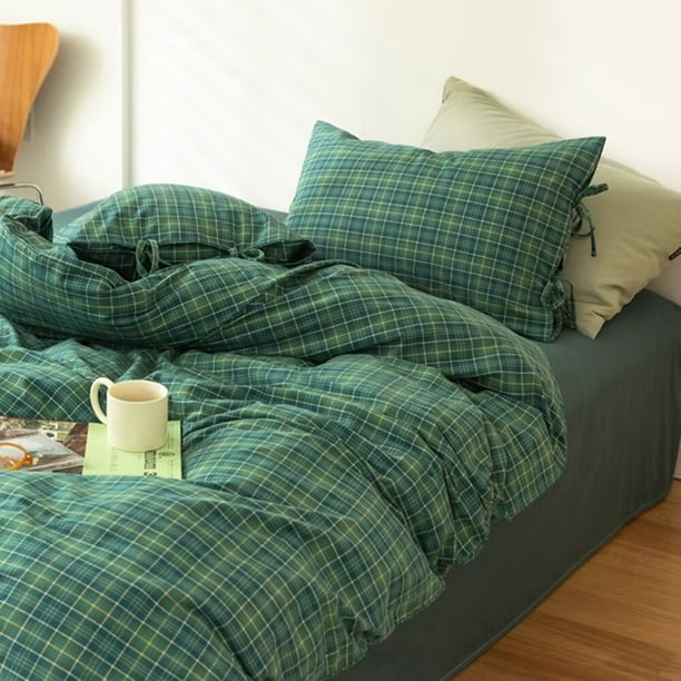 Xiao Hua Juego de sábanas, juego de sábanas y fundas de almohada, juego de cama individual, ropa de cama de hotel, decoración del hogar (verde)
