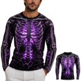 thumbnail image 4 of CONFREE Halloween Mens Short Sleeve Tshirts Crew Neck Spooky Skeleton Graphic Lightweight Fall Casual Tees, 4 of 6