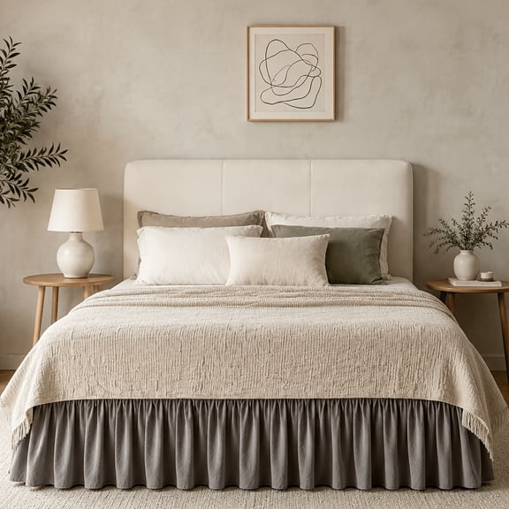 Twin Adjustable Elastic Bed Skirt, 15 Inch Floor Length Design. Soft, Breathable Fabric, Fade-resistant And Machine Washable