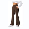 thumbnail image 1 of Pantalones deportivos de fitness de primavera para mujer, pantalones con cintura cruzada, pantalones acampanados divididos, 1 of 5