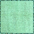 thumbnail image 1 of Ahgly Company Machine Washable Indoor Square Abstract Turquoise Blue Modern Area Rugs, 6' Square, 1 of 4