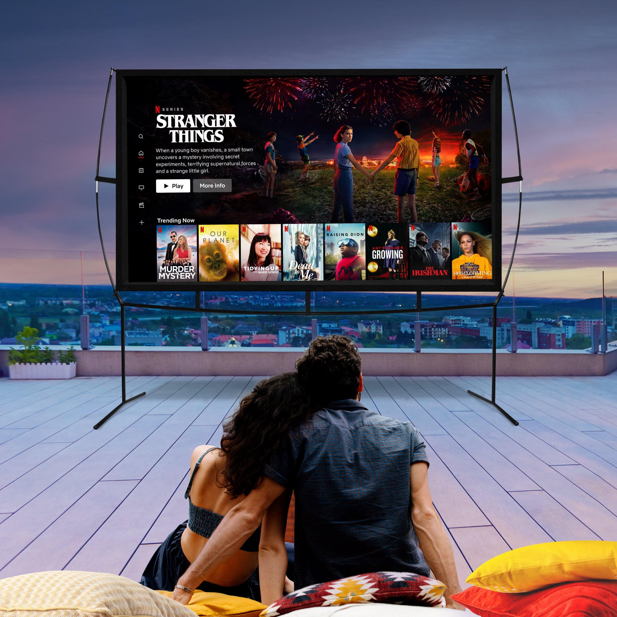 Khomo Gear Projector Screen 120" 16:9 Portable Outdoor and Indoor Theater with Stand Legs Jumbo