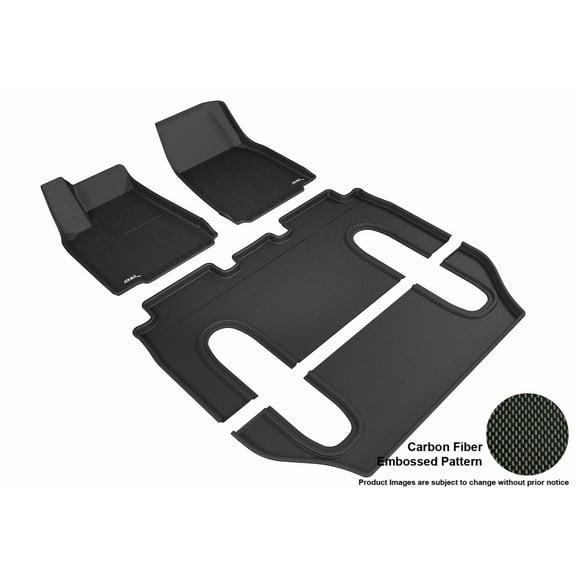 3D MAXpider Custom Fit Kagu Floor Mat (Black) Compatible with Tesla Model X Non-folding 6-Seat 2016-2021 - Full Set