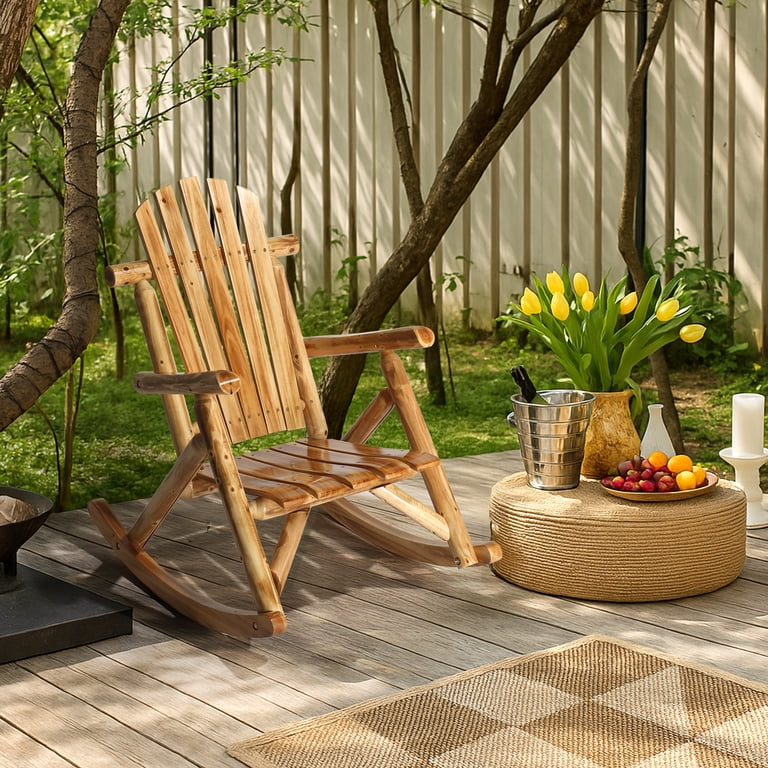 Zimtown 26 in Outdoor Wooden Rocking Chair Patio Adirondack Rocker