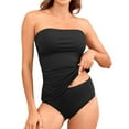 thumbnail image 1 of Bandeau Tankini Swimsuit for Women - Strapless Top with Removable Straps - Ruched Mid-Waist Bottoms (XS-20W), 1 of 6