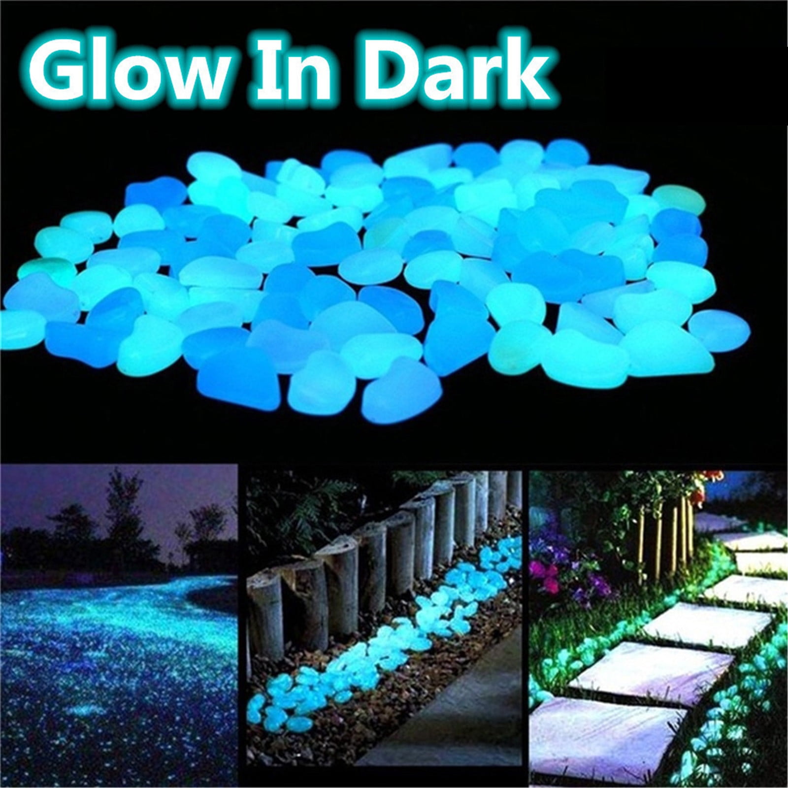 20PCS Glow In The Dark Pebbles Stepping Stones Home Yard Outdoor Beauty Decor 