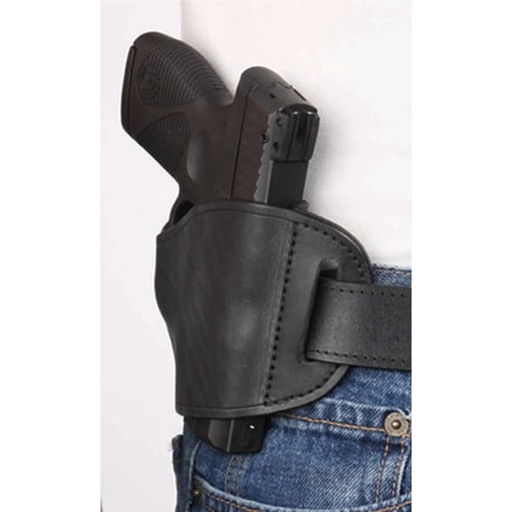 Bulldog Belt Slide Small Automatic Handgun Holster Right Hand Leather Black