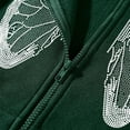 thumbnail image 5 of Pullover Sweaters for Women Work Winter Fall Comfy Hooded Long Sleeve Mitten-Cuff Drop Shoulder with Pocket Butterfly Print Leisure Polyester Hoodies Sweatshirts(Green,M), 5 of 6