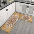 thumbnail image 3 of Boho Yellow Patterned Carpet Kitchen Rugs and Mats Sets Of 2, Funny Kitchen Decoration Rubber Backing Non-Slip Absorbent Mats for Sink Waterproof Runner Rug for Laundry Room 17x30+17x48inch, 3 of 7