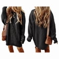 thumbnail image 3 of Women'S Cable Knit Casual Long Sleeve Loose Crew Neck Pullover Mini Sweater Dress Fall Winter Outfits Black S, 3 of 6