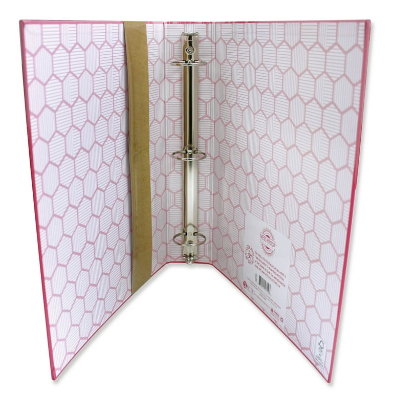 U Style Glitter 3 Ring Paper Binder, 1 Inch, Mess-Proof, Pink, 3005
