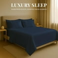 thumbnail image 6 of Sacred Thread Rayon Derived from Bamboo Sheets Twin Size, 18'' Deep Pocket Cooling Sheets for Hot Sleepers, 4 PC Cooling Sheets (Twin Size) (Navy), 6 of 9