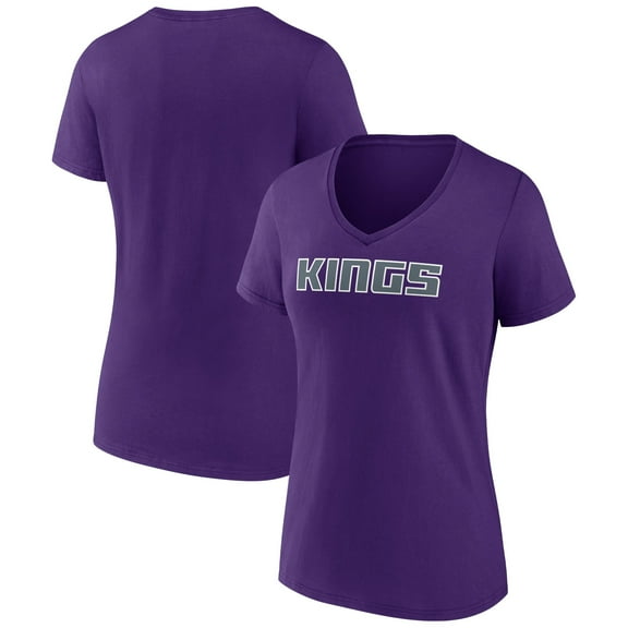 Women's Purple Sacramento Kings Wordmark V-Neck T-Shirt