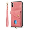 thumbnail image 5 of Nalacover for iPhone X / XS, Slim Case Wallet with Credit Card Holder, Back Flip Premium Leather Magnetic Clasp Kickstand Wirst Hand Strap Shockproof Cover For iPhone X / XS, Pink, 5 of 7