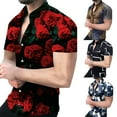 thumbnail image 5 of Button Down Shirt Mens Up Party Short Sleeve Casual Hawaiian Soft Fashion Dress, 5 of 9