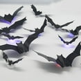 thumbnail image 7 of YIKA 2025 New Halloween Stereoscopic Lighted Bats, LED Color Lighted Bats Halloween Decoration, Upgrade LED Glowing Bat Group Hanging Wall Luminous Glow Clings Multipack 48pcs E, 7 of 7