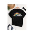 thumbnail image 1 of Women's Rainbow & Letter Print Round Neck Tee, Casual Short Sleeve T-shirt for Daily Wear, Ladies all Seasons Clothes, T Shirts for Women, Tops, Womenswear, 1 of 6