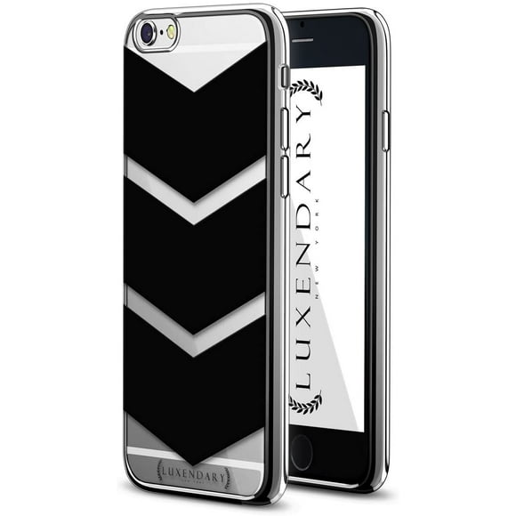 Flèches Noires Pointant vers le Bas Coque de Designer Luxendary Chrome Series pour iPhone 6/6S en Finition Argent