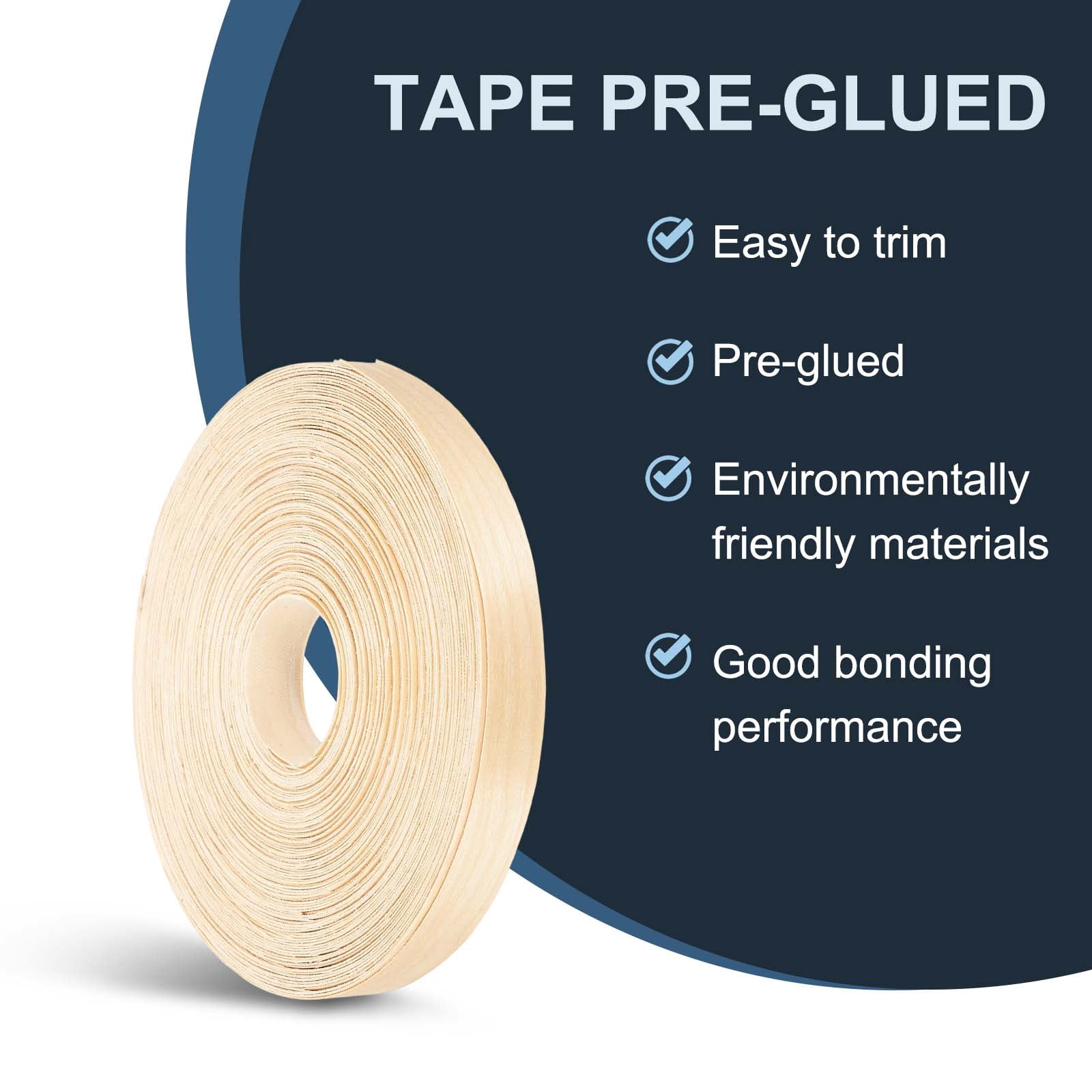 Uxcell Edge Banding, Wood Veneer Tape Pre-glued Plywood Edge Banding with Hot Melt Adhesive for Furniture Restoration Birch 3/4 inch x 100 ft