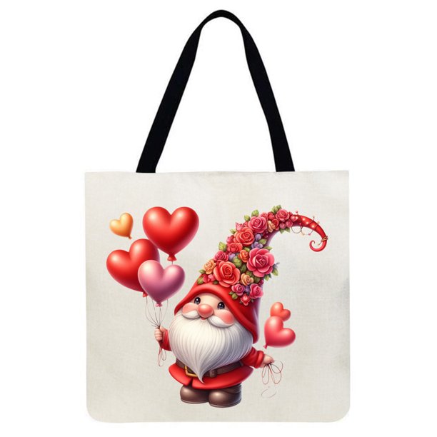Gnome Valentines Day-Bolso mano lino gran capacidad