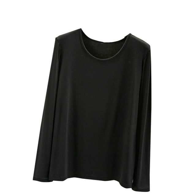MeetoTime T-Shirts à Manches Longues Col Rond pour Femmes sous-Vêtements Confortables Doux Couleur Unie
