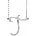 thumbnail image 1 of Precious Stars Unisex Sterling Silver Script Font V Initial Necklace, 1 of 3