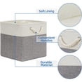 thumbnail image 3 of Fabric Baskets Storage 12 Inch Storage Cubes Storage Baskets with Handle, Clothes Baskets for Gift, Large Baskets for Storage Books, Blankets (White&Gray), 3 of 14