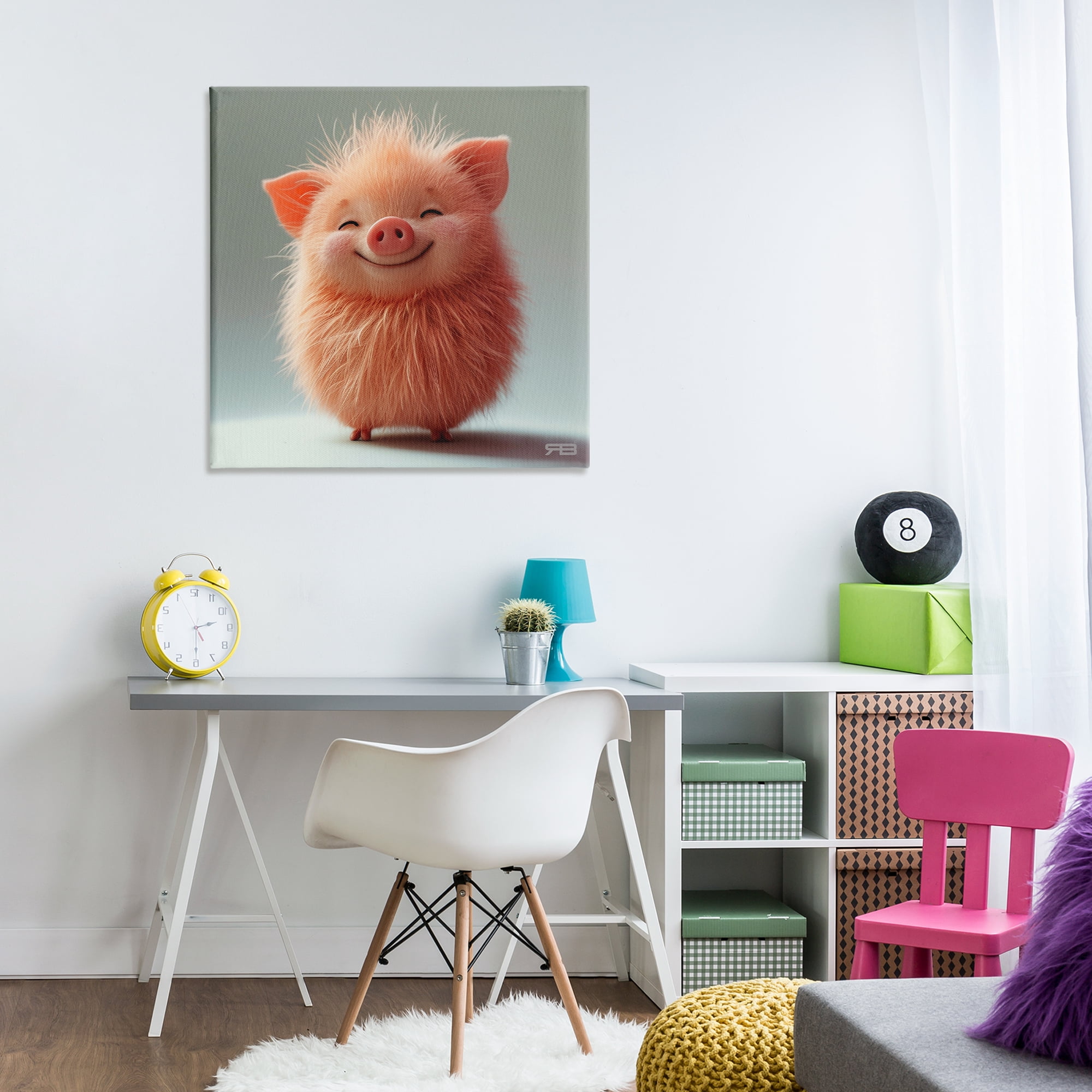 Stupell Industries Smiling Fluffy Piglet Animals Painting Wrapped Canvas Art Print Wall Art, 30 x 30