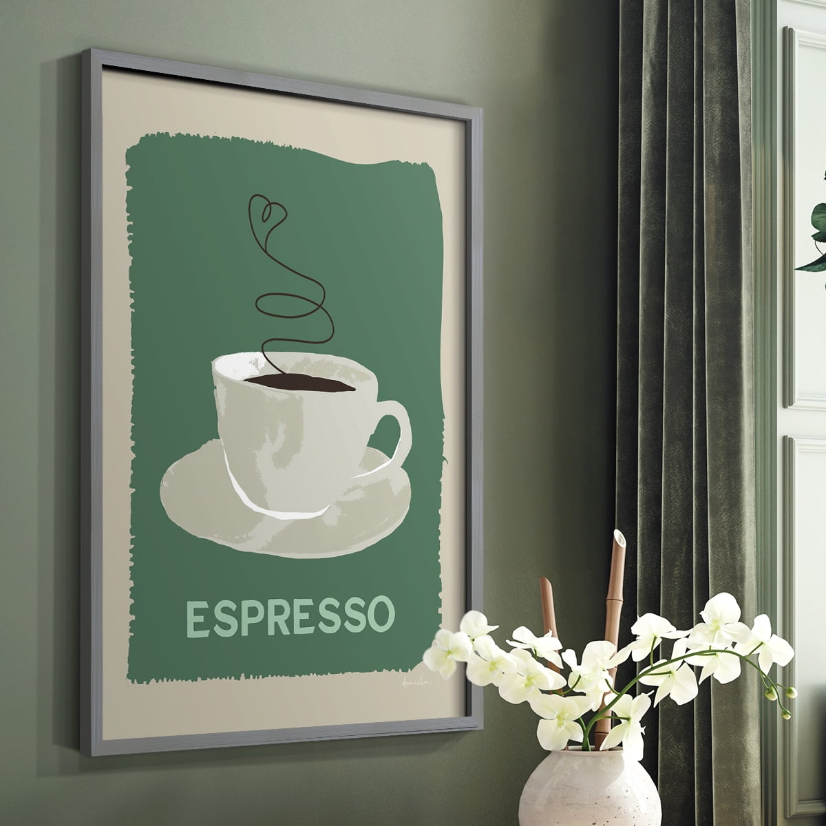 Modern Coffee IV in Gray Solid Wood 11 x 14 Framed Print