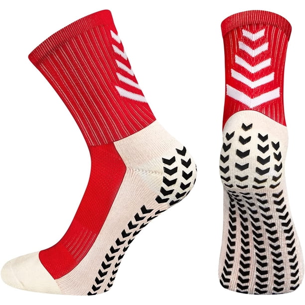 2 Pares Calcetines Deportivos Antideslizantes Rojos Calcetines de Fútbol Transpirables para Hombre Calcetines Deportivos Calcetines Antiampollas de Compresión Senderismo, Trekking, Baloncesto Sailing Electrónica