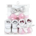 thumbnail image 2 of Hudson Baby Infant Girls Headband and Socks Set, Pink Gray, 0-9 Months, 2 of 4