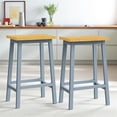 thumbnail image 7 of Hassch 25.6" Tall Counter Stools Set of 2, Farmhouse Solid Wood Barstools with Footrests, for Kitchen, Dining Room, Home Pub (Gray Blue), 7 of 7