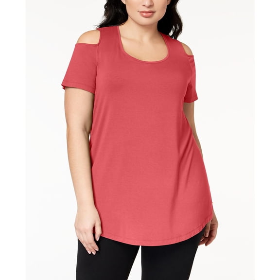 Jm Collection Womens Plus Size Cold-Shoulder Top, Pink, Size XX-Large