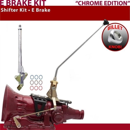 American Shifter C4 Shifter Kit Chrome 16 in. E Brake Push Button 16 in. Handle Billet Knob for F20B0