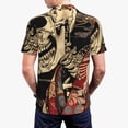 thumbnail image 3 of Balery Gothic Eastern Floral Skull Printed Men’s Short Sleeve Polo Shirt, Midweight Men's Shirt,Golf Polo shirts -3X-Large, 3 of 8