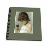 3dRose Little Girl Looking at a Monarch Butterfly on her Hand - Mini Notepad, 4 by 4-inch