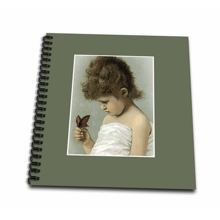 3dRose Little Girl Looking at a Monarch Butterfly on her Hand - Mini Notepad, 4 by 4-inch
