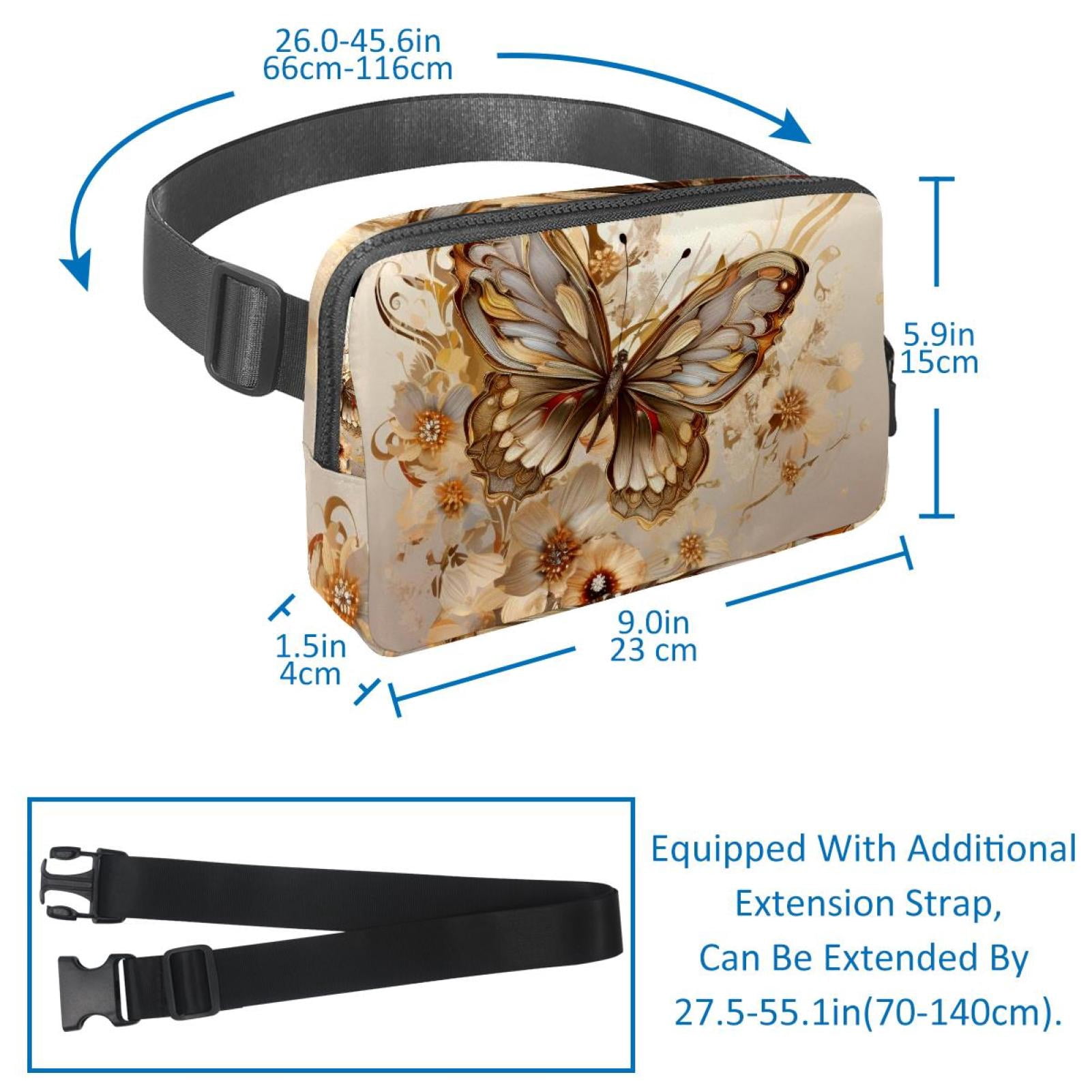 Butterflies Adjustable Lightweight Waist Bag Fanny Pack Crossbody Bag with Extension Strap Unisex