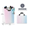 thumbnail image 2 of Yayeee Freestanding Laundry Hamper with Handle Collapsible Large Storage Basket for Clothes, Light Blue Stripes, 2 of 7