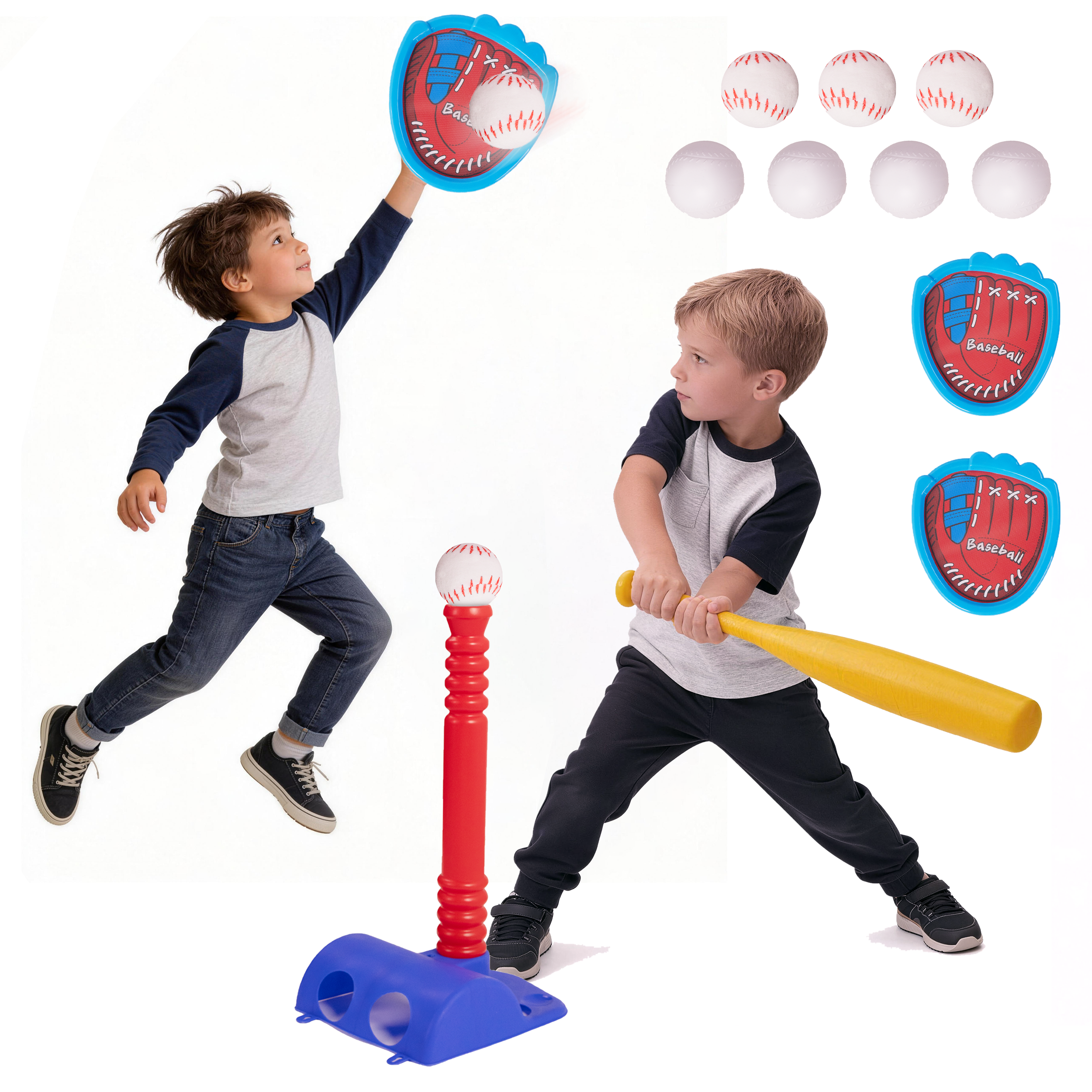 SaveJoy Kids T-Ball Set, Outdoor Baseball Toys for Toddlers Age 2-3-4, Toss & Catch Game Set Sport Gifts for Boys Girls