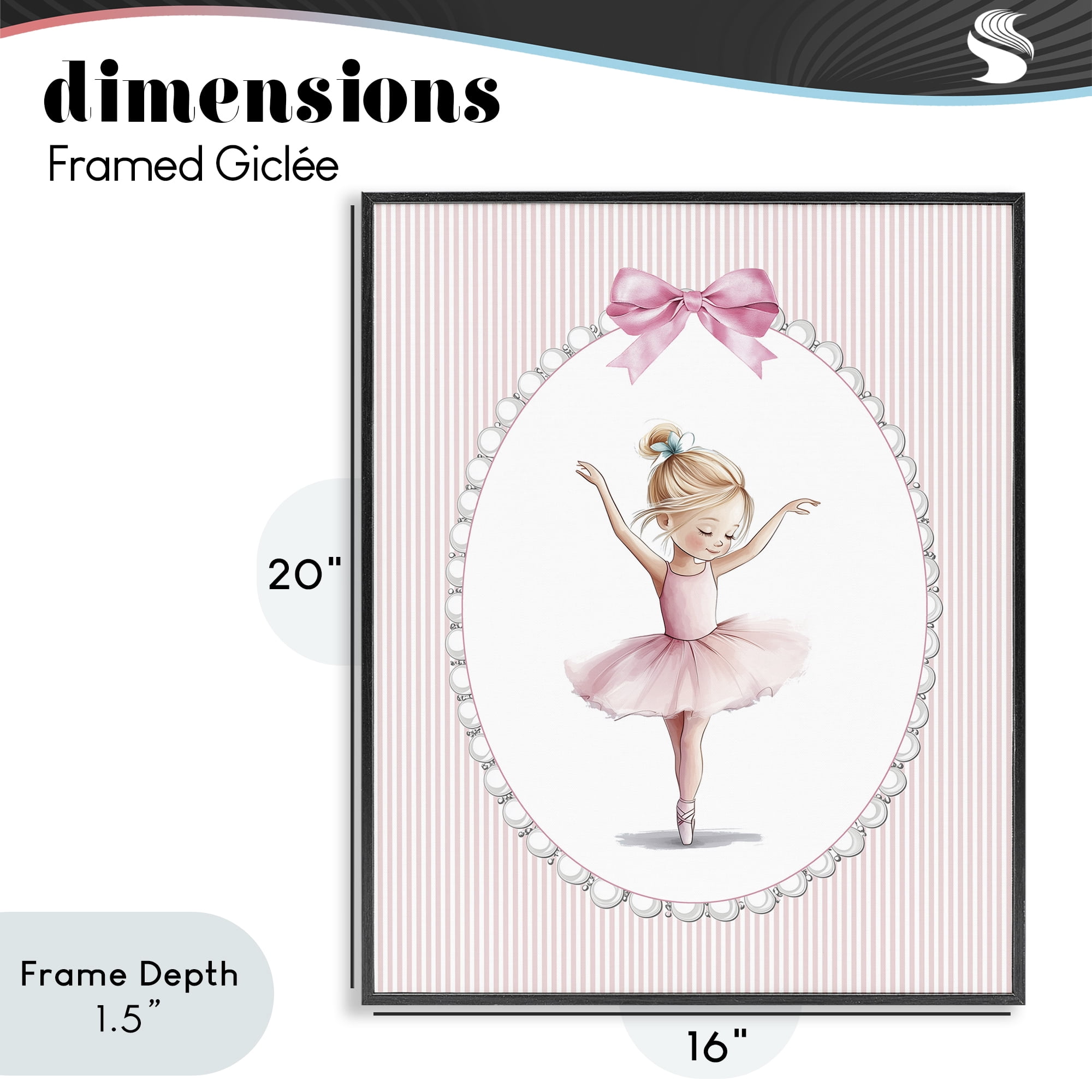 Stupell Industries Dance Pink Ballerina Black Framed Giclee Art, design by Christine Simpson Art