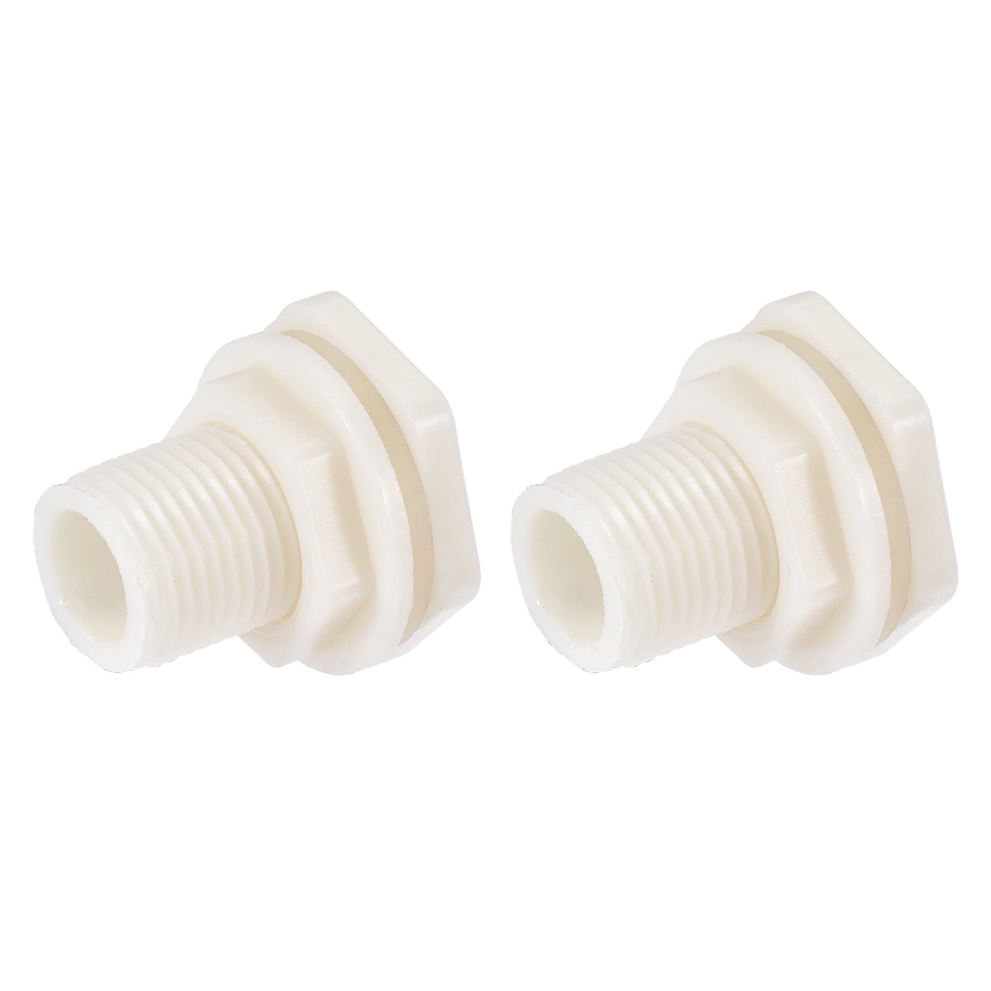 Uxcell Bulkhead Fitting G1/2 Male Pipe Fitting ABS Plastic with Silicone Gasket White 2 Pack