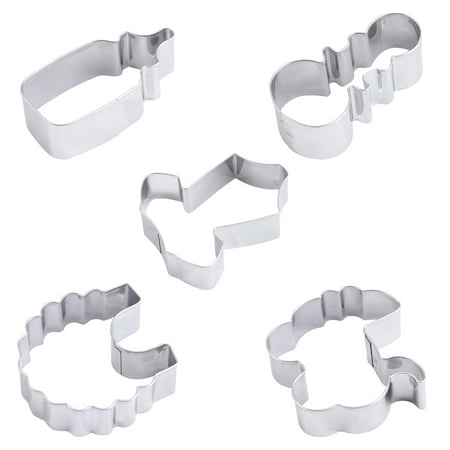 

5pcs/Set Stainless Steel Cookie Cutters Lovely Baby Shower Biscuit Cutter DIY Chocolate Cake Mold for Kitchen Cafe Dessert Shop