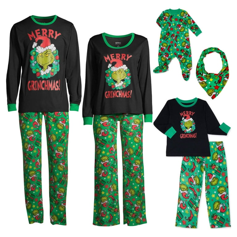Dr. Seuss Men's The Grinch Christmas Matching Family Pajamas Set