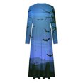 thumbnail image 4 of WXLWZYWL Womens Halloween Dress Plus Size Womens Dresses Fall 2024 Floral Printed Long Dress Long Sleeve Round Neck Sundress, 4 of 4