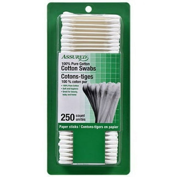 Assured 100% Pure Cotton Swabs - 300 Count