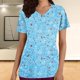 thumbnail image 4 of Tops Cortos para las Mujeres Impreso Bolsillo V-Cuello Enfermera Estilo Blusa, Casual Y Cómodo Manga Corta Superior, 4 of 5