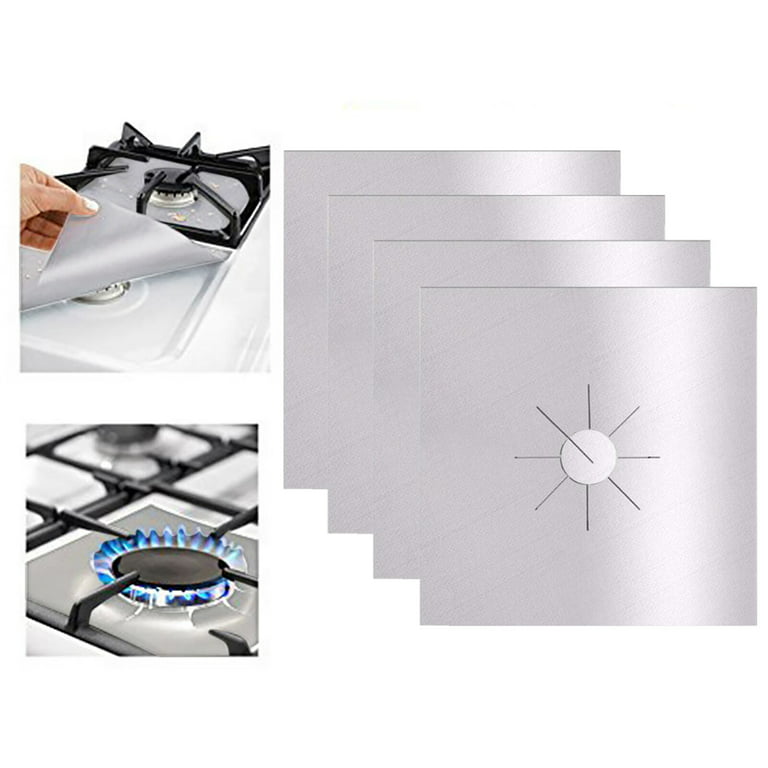 Reusable Stove Cover, Stove Top Protectors for Samsung Gas Range,Non-Stick  Covers,Washable Gas Stove Liner to Keep Stovetop Clean,Black,4Pcs 